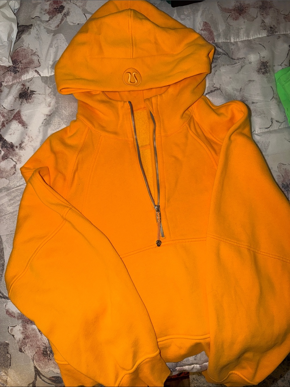 lululemon athletica Orange Cowl Neck Half-Zip Sweatshirt